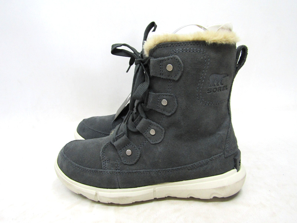 EUC Sorel Womens Size 6 Gray Suede Lace Up Waterproof Insulated Snow Boots
